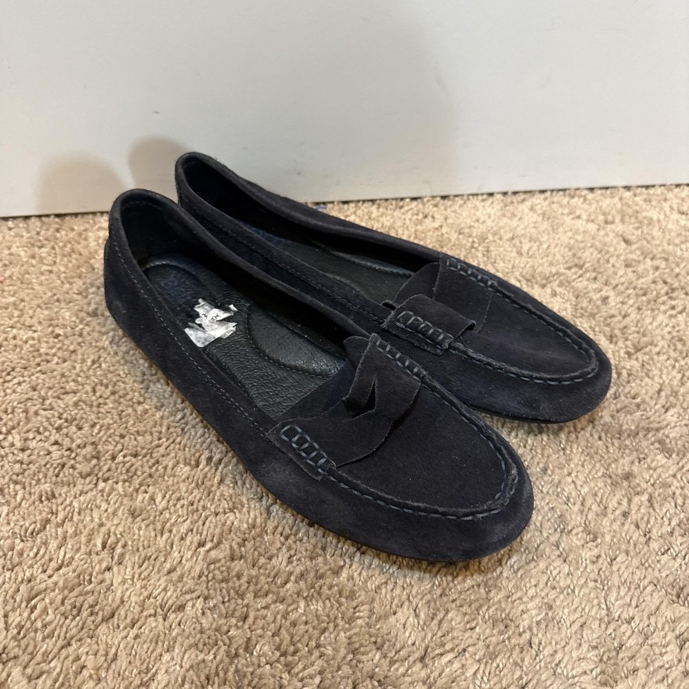 Born Shoes Womens Size 7.5 Blue Suede Driving Loafers Slip On Comfort Casual - Picture 3 of 8